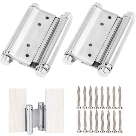 (92 mm) 2 piezas Bisagras de puerta de acero inoxidable Bisagra de puerta de doble acción Bisagra de muebles antioxidante Bisagras de resorte atornilladas Bisagra de puerta batiente para salón Cafeter