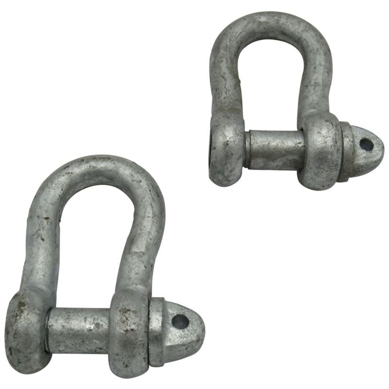 Securefix Direct - X2 0.2 Ton Galvanised Screw Pin Small Bow Shackles - BS3032 200KG Lifting Towing Tested Certified