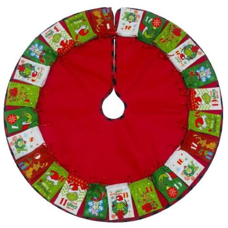 92cm Jupe d'arbre de noël Grinch, calendrier de noël, compte à rebours, sac cadeau, décoration pendentif d'arbre de noël