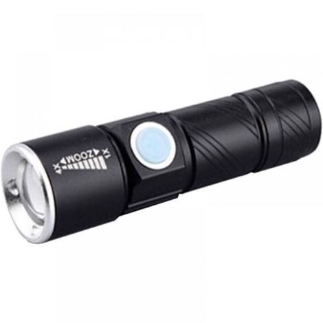 (9,3 × 2,6 × 9,3 cm) Super leistungsstarke, per USB aufladbare LED-Taschenlampe mit verstellbarem Lichtkegel. Ideal zum Radfahren und Campen.