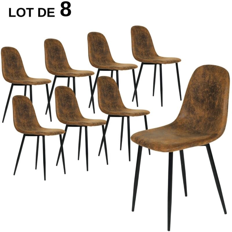 Urban Meuble - Lot de 8 chaises de salle à manger scandinaves vintage marron