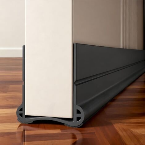93cm Noir Calfeutrer Bas de Porte, Joint de Porte, Isolation Phonique Porte, pour Portes de 3,5 à 5,5 cm d'épaisseur et Espace Inférieur de 0,3 à 3 cm