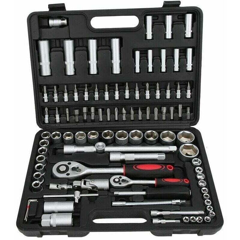 Image of 94-teiliges Steckschlüssel-Schraubendreher-Mechaniker-Werkzeug-Set 1/2 1/4 Zoll mit Koffer