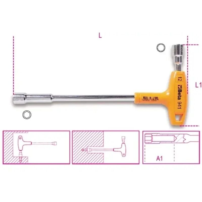 Beta - clé à douille hexagonale-polygonale 941 - 11x11
