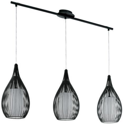 94.389 lampada a sospensione RAZONI nero con vetro satinato L = 99 centimetri max. 3X40W