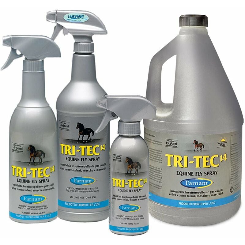 600 ml x 3 pièces Tri-Tec: Insecticide insecticide TRI-TEC pour chevaux contre les mouches à cheval et les insectes volants avec écran solaire 300ml