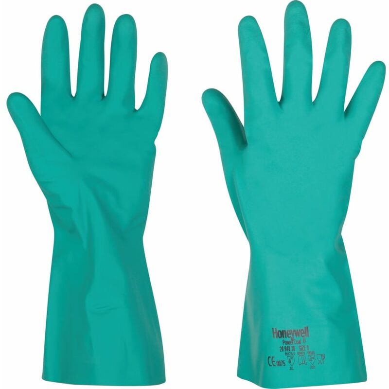 948-31 Powercoat Nitraf Green Nitrile Gloves - Size 8 - Green - Honeywell