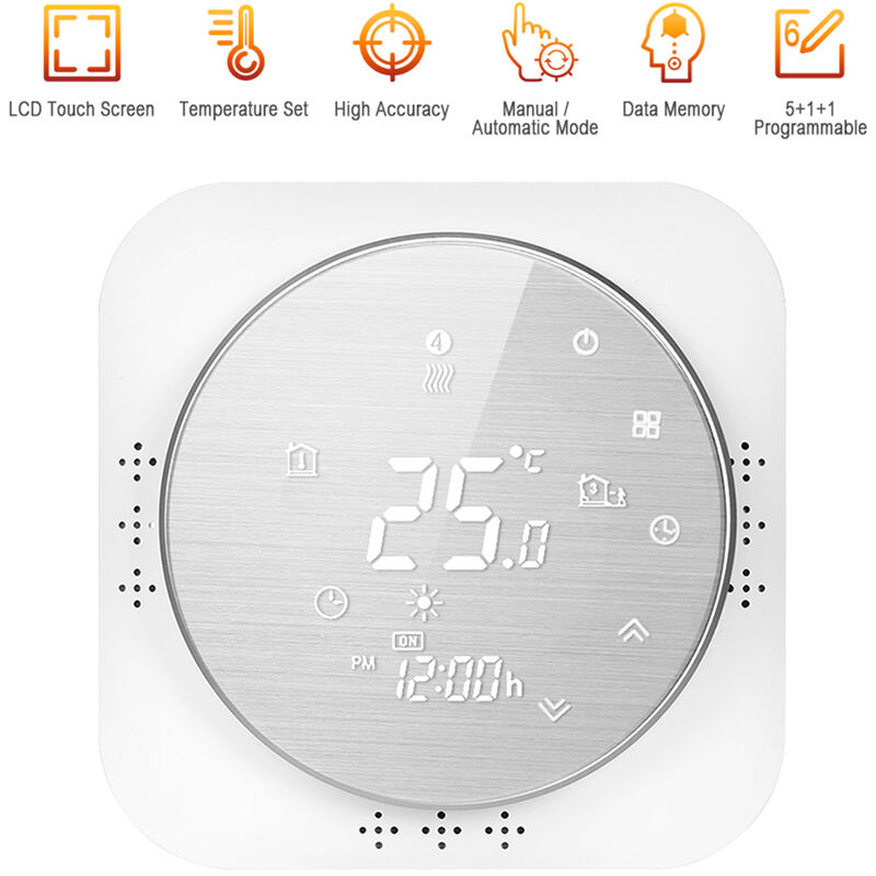 

95-240V termostato programable 5 + 1 + 1 seis periodos de la pantalla tactil LCD con luz de fondo de calefaccion Termorregulador Controlador de