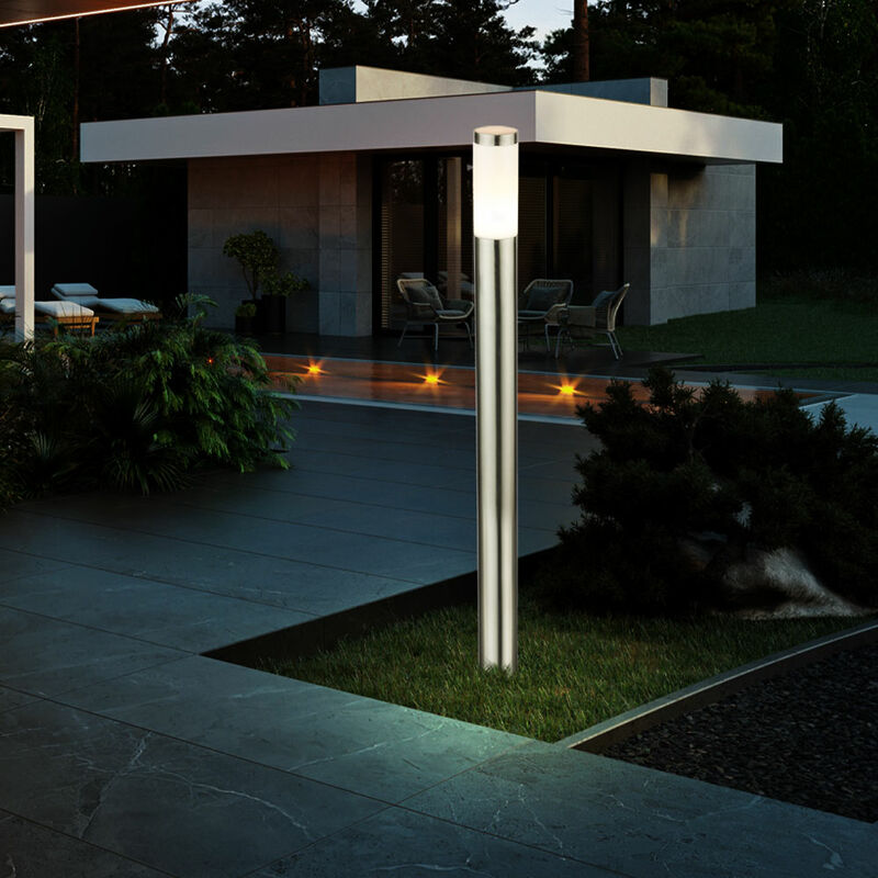 

Luminaria de acero inoxidable con diseño de pie LED de 9,5 vatios IP44 plateado para exteriores