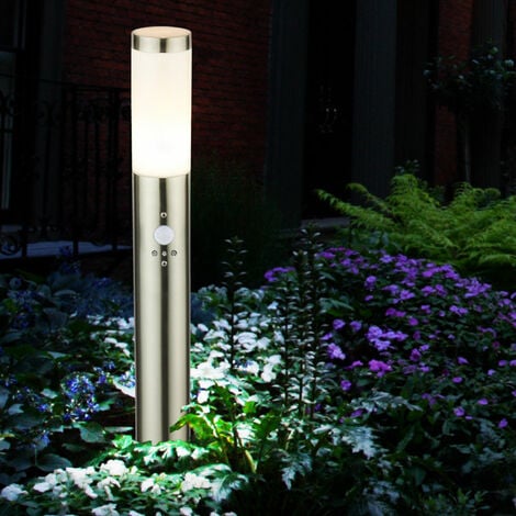 9,5 Watt LED Stand Lampe Bewegungsmelder Edelstahl 1-flammig silber Leuchte