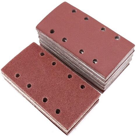 9,5 x 18,5 cm – Ponceuse 8 trous – Grain 60 – Papier de verre – Ponçage de meubles – Ponçage à l'eau et sur ponceuse carrée – 100 pièces