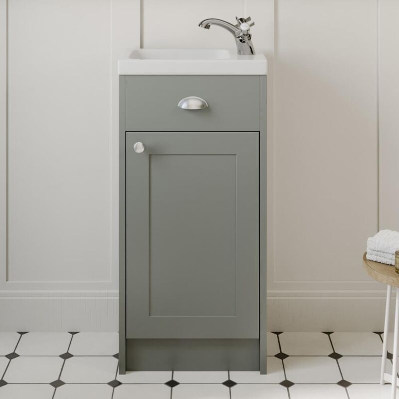 Grey Gloss Bathroom Vanity Unit with Basin Sink Cabinet Storage - 400mm