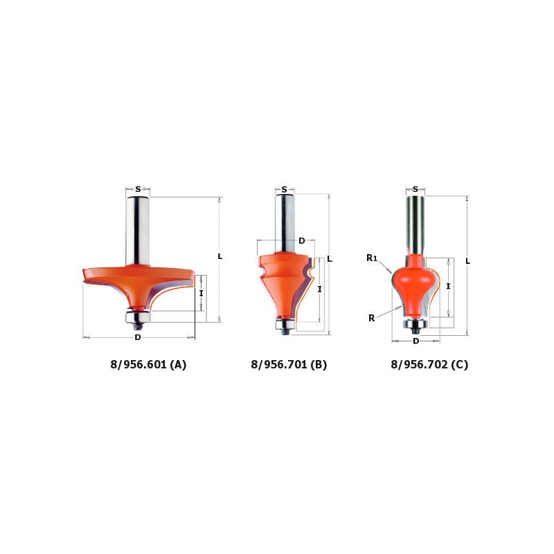 CMT - Fraise carbure profil de main courante 956.701.11 - Queue 12mm