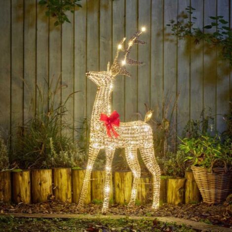 95cm Light up Gold Glitter Twist Christmas Reindeer with 94 Warm White LEDs