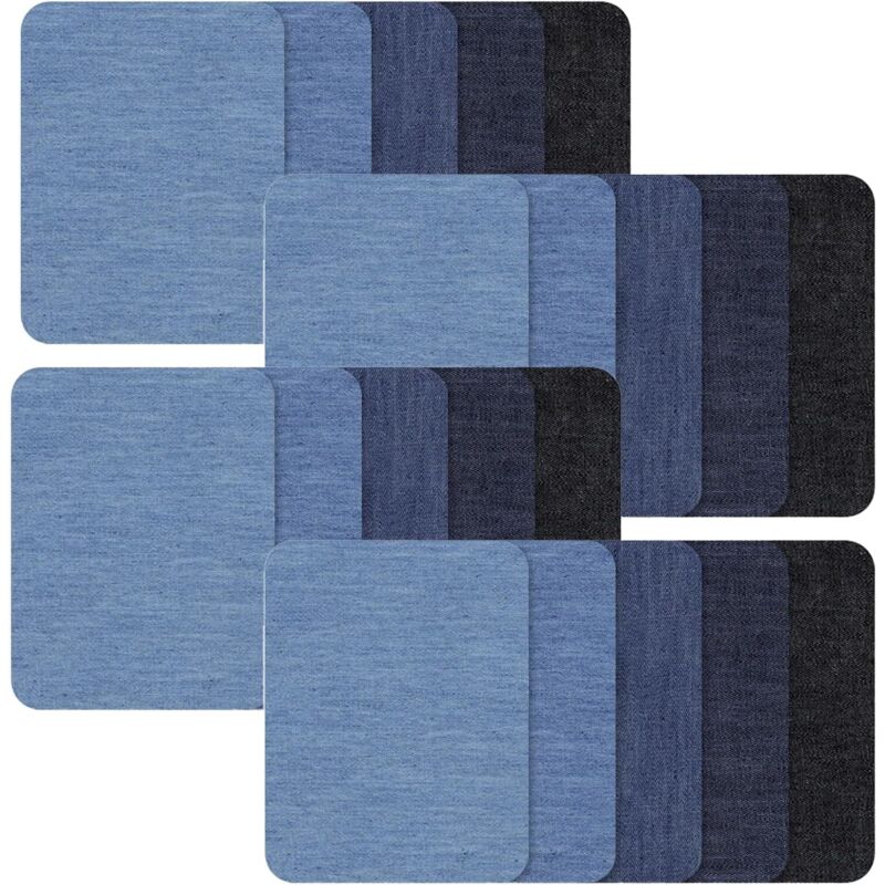 (9.5x12.5cm)20 Pièces Patches à Repasser,Tissu Thermocollant Jean,Tissu Autocollant Reparation,Kit Patchs de Réparation pour Vêtements Doudoune Veste
