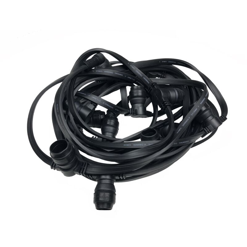 96 Mètres / 96 douilles B22 - Guirlande Guinguette Professionnelle Câble plat - Noire Limão