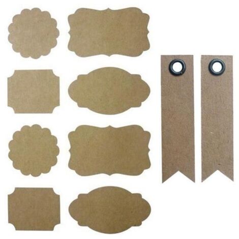 96 stickers kraft baroques + 20 étiquettes kraft Fanion