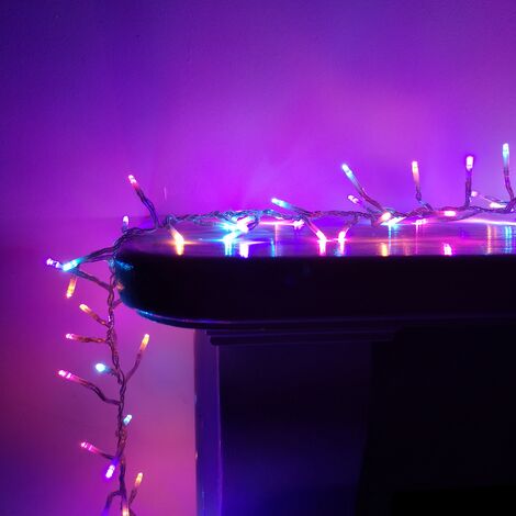 960 LED 12m Premier Cluster Indoor Outdoor Multi Function Mains Operated Christmas Lights with Timer on Clear Cable in Rainbow