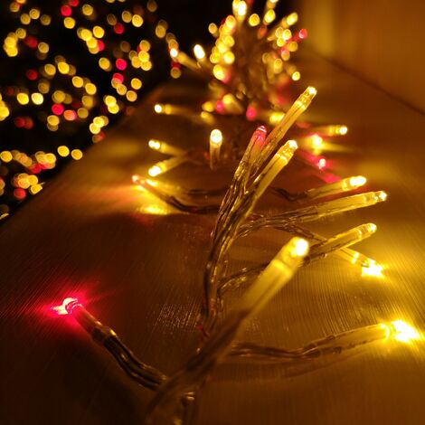 960 LED 12m Premier Cluster Indoor Outdoor Multi Function Mains Operated Christmas Lights with Timer on Clear Cable in Red & Gold