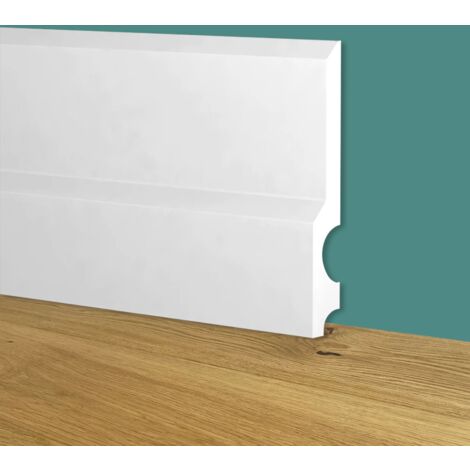 96ml bancale di Battiscopa Modernissimo BIANCO mod. GIZA 130x18x2000mm in POLIMERI - Polistrutturato