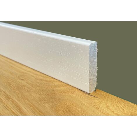 96ml di BATTISCOPA Quadro BASSO laccato bianco in legno MASSELLO 40X10