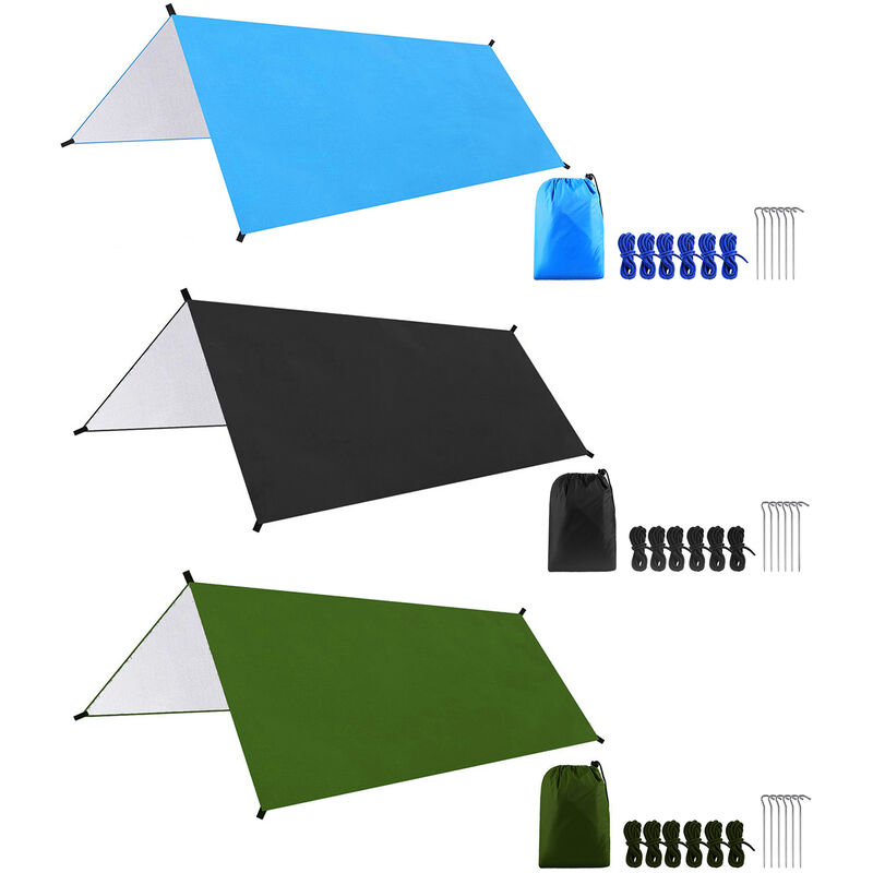 

9.8 * 9.8ft Multifuncional Impermeable Lona para acampar Hamaca Sombrilla Carpa Refugio para la lluvia Toldo de lona liviano para exteriores para