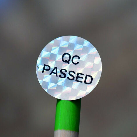 98 sigilli "QC PASSED" ologrammati di garanzia e sicurezza in argento 20mm