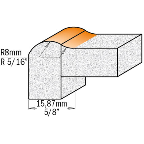 981.501.11 FRESA X BORDO SALVAGOCCIA P/CORIAN. HW S=12 D=25.4X12.7 R=7.93