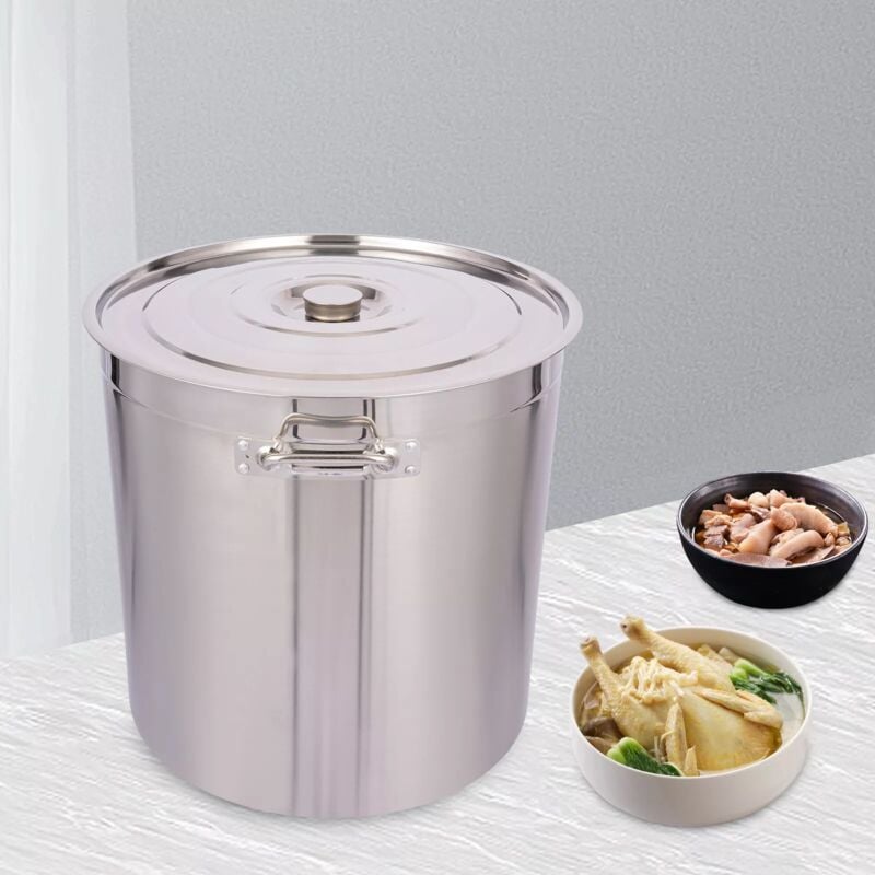 98L acier inoxydable soupe seau cuisine seau à soupe Marmite de cuisine pour la cuisson, le stockage et l'utilisat