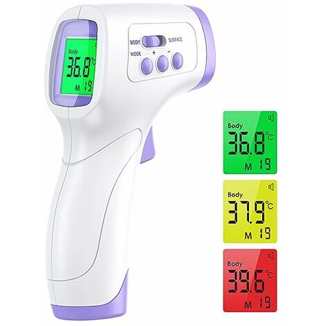 (99) Termometro frontale per adulti, termometro frontale a infrarossi, termometro senza contatto 2 in 1 oggetto adulto per bambini, termometro a infrarossi con avviso di febbre, display LCD e funzione