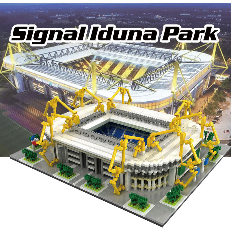 

9912-4 Signal Iduna Park Estadio de futbol Kit de bloques de construccion atomicos Estadio de futbol Modelo 3800 Uds juguete de regalo para ninos,