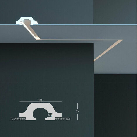 €9,99 a barra  STOCK  Pacco da 6 barre di cornice XPS a soffitto Con alloggio LED 165X70x1150 KD120