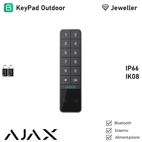 99969 - Jeweller - KeyPad Outdoor Jeweller - Farbe graphite - Ajax drahtlose Sicherheit