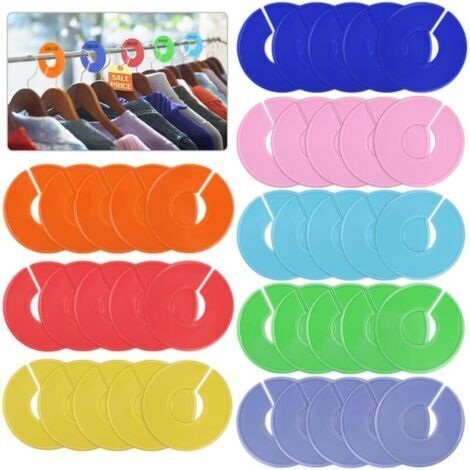 (9×9×9cm) 40 pezzi divisori per guardaroba, divisori per grucce in 8 colori, separatori per grucce verniciabili per vestiti, divisori per guardaroba