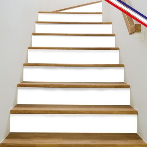 99Déco – Contremarches adhésives PVC pour escalier – blanc – Lot de 5 (18x100 cm) – Installation facile avec bandes adhésives TESA