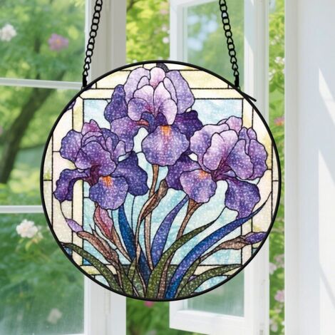 9cm Attrape-soleil floral en vitrail – Décoration intérieure pour fenêtre – Idée cadeau pour Noël, la fête des Mères et les anniversaires – Parfait pour les femmes, les mamans et les échanges de cadea
