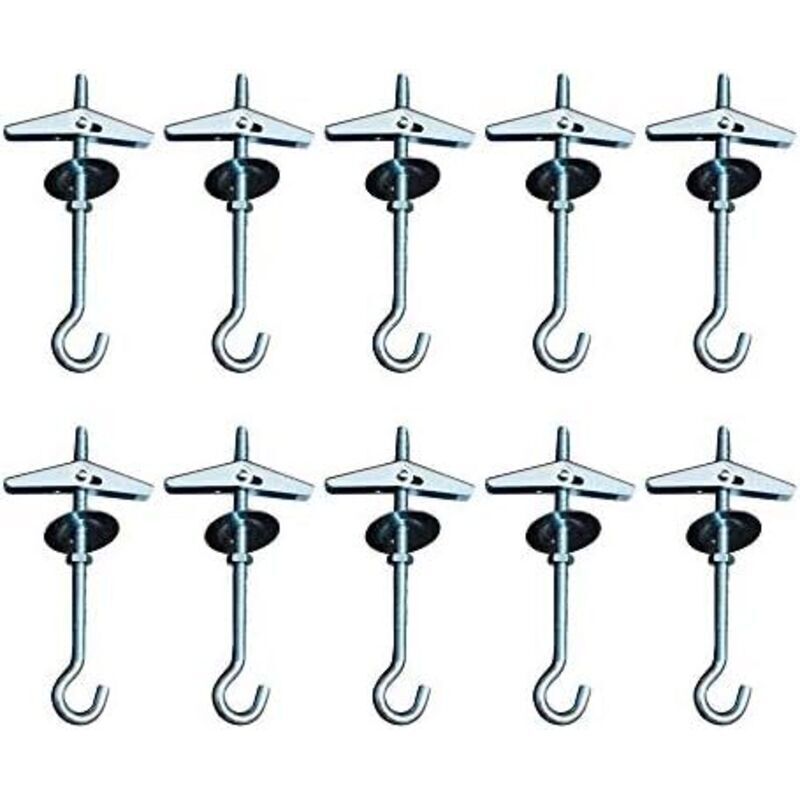 9cm Heavy Duty Ceiling Hooks Swag Hanging Toggle Hooks Bolt Wing Hook, for Ceiling Installation Hanging Plants Wall Mounting Orchid Hooks (10)