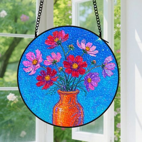 9cm Suspension décorative vitrale pour fenêtre, décoration pour maison, patio et jardin, cadeau pour amis et famille