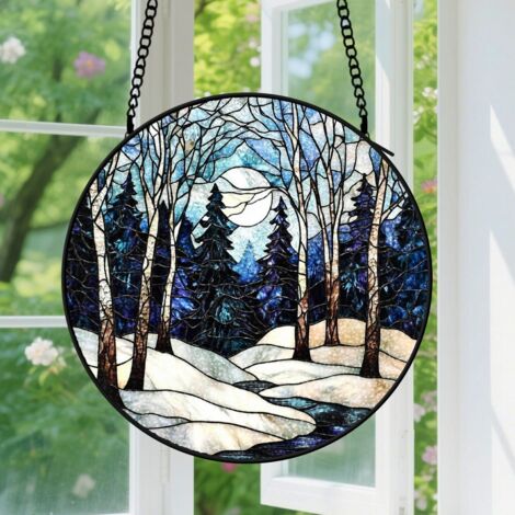9cm Suspension en vitrail, attrape-soleil artistique pour maison, décoration intérieure colorée, cadeau Anniversaire pour femme, homme, maman, tante