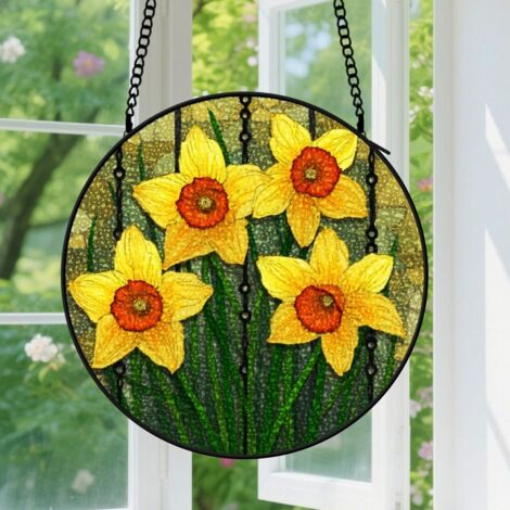 9cm Suspension en vitrail - Attrape-soleil coloré élégant unique, décoration intérieure colorée, cadeau Anniversaire pour couple, ami, amie