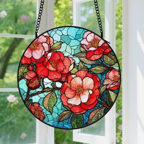 9cm Suspension en Vitrail, Attrape-Soleil Élégant pour Jardin Fenêtre, Décoration Intérieure Unique, Cadeau Fête des Mères, Anniversaire