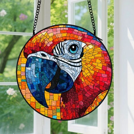 9cm Suspension en Vitrail Unique, Attrape-Soleil Élégant Artistique Coloré pour Jardin, Cadeau Fête des Mères, Noël pour Femme