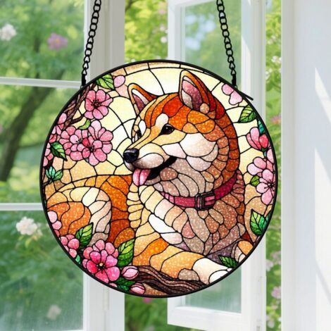 9cm Suspension en Vitrail Unique, Attrape-Soleil Élégant Artistique Minimaliste pour Fenêtre Jardin, Cadeau Couple, Ami