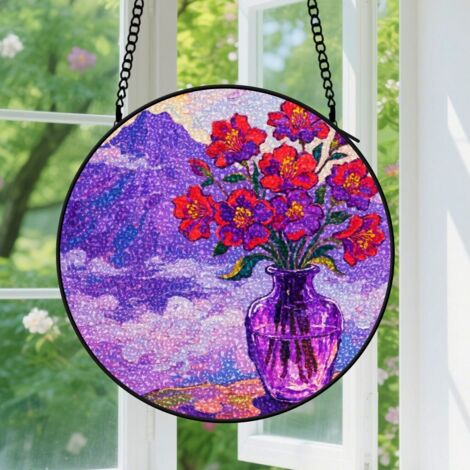 9cm Suspension vitrail pour fenêtre, accroche-soleil pour jardin et balcon, décoration florale, cadeaux pour maman