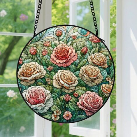 9cm Vitrail Suspendu pour Fenêtres, Accroche-Soleil Élégant Jardin Suspensions Noël Fête des Mères, Saint-Valentin Ornements Cadeaux Festifs