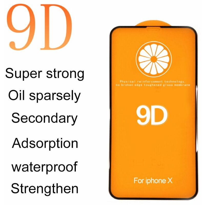 

9D Cubierta completa Borde de curva grande Refuerzo dos veces Adsorcion mas fuerte Protector de pantalla de vidrio templado Pelicula protectora de