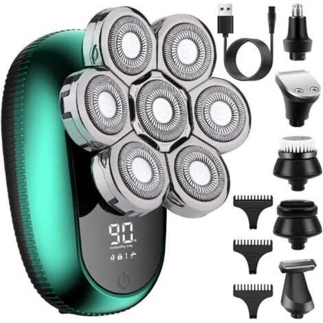 9D-Schwimmkopfrasierer für Männer mit Glatze, IPX7 wasserdicht, Nass- und Trockenrasur, intelligentes LED-Display, Reiseset mit Verriegelung (1 blaues Set)