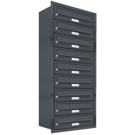 9er Briefkasten Anlage Unterputz Montage RAL 7016 Anthrazit