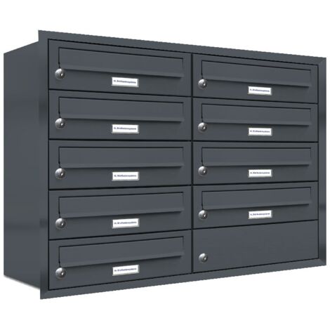 9er Briefkasten Anlage Unterputz Montage RAL 7016 Anthrazit