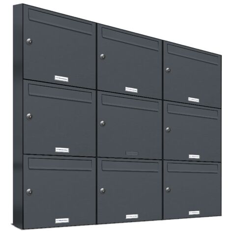 9er Briefkasten Anthrazit Anlage 9 Fach Wandbriefkasten Postkasten